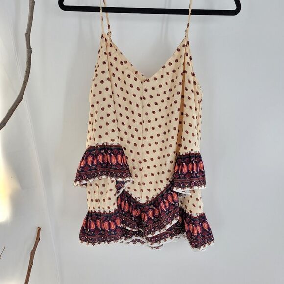 Anthropologie maeve tiered boho strappy summer top butteh borders style - Picture 1 of 7